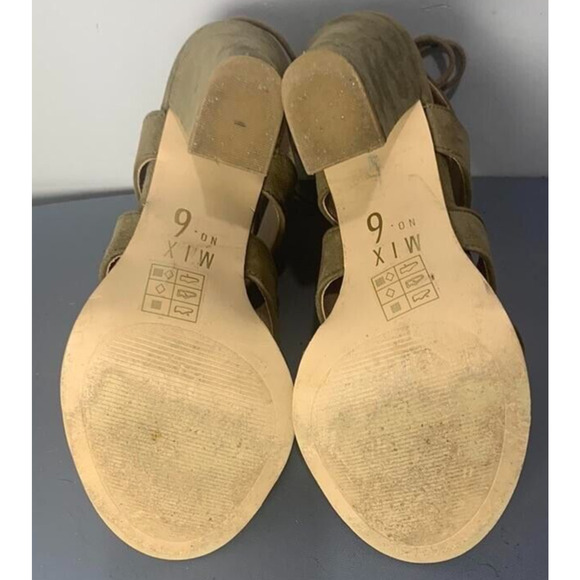 Mix No. 6 Olive Green Suede Cutout Block Heel Ankle Booties Size 9 - Picture 8 of 8